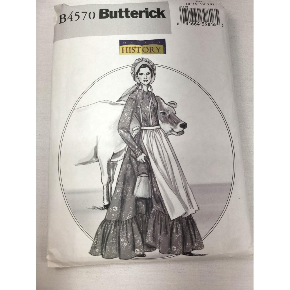 Butterick B4570 Prairie Dress Pattern Size BB 8-14 Making History UNCUT FF